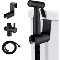 Kit de pulverizador de inodoro Ulisem de acero inoxidable, pulverizador de bidé de mano con presión ajustable, color negro