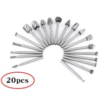 UlisemOutil rotatif - 20pcs Couteaux à bois à tête fraisée en acier à grande vitesse Fraise à bois avec tige de 2,35 mm / Accessoire Outil rotatif pour le travail du bois, la sculpture