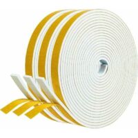 Burlete adhesivo para puertas y ventanas, 3 rollos, 12 mm x 3 mm x 5 m, burlete aislante de espuma de caucho, burlete a prueba de golpes contra corrientes de aire, protección para muebles, paredes y t