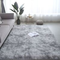 Alfombra mullida con efecto degradado teñido por nudos, alfombra para mesa de centro de salón, 80 x 160 cm.