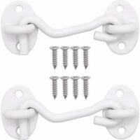 Ganchos de 2 piezas de 3 pulgadas para cerraduras de puertas de granero, baño, ventana, puerta corrediza, ganchos blancos para cierre de puertas con cerraduras y cerrojos.