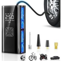 Inflador de neumáticos inalámbrico para coche, compresor de aire portátil inalámbrico con LED, apagado automático, batería recargable de 6000 mAh, mini bomba de aire eléctrica para bicicletas, motocic