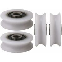 poleas de nailon blancas de 4x20x6,5x7,4 mm de diámetro interno y ranura en U de 4 mm para puertas correderas.