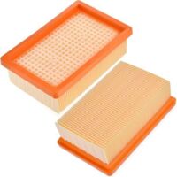 Rebirthcare Pack de 2 filtros planos plisados para aspiradoras Kärcher 2.863-005.0 - Kärcher WD4, WD5, WD6, MV4, MV5, MV6 - Pieza de repuesto para aspiradoras Kärcher