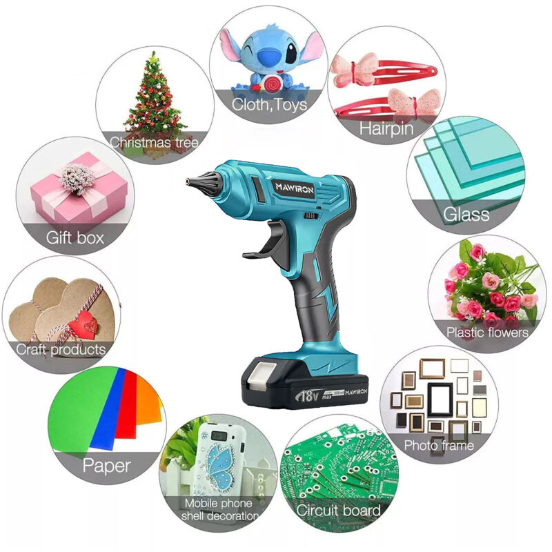 Hot Glue Gun With 30 Glue Sticks, USB Rechargeable Hot Glue Gun Kit, Cordless Glue Gun With Built In Stand, Hot Melt Glue Gun With Tool Bag & Silicone Mat (Blue - View #5