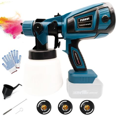 Cordless paint sprayer - Peony HVLP paint sprayer with 3 nozzles, 900ml container, used for spraying walls, ceilings, furniture, garden fences (excluding batteries) (1/5)