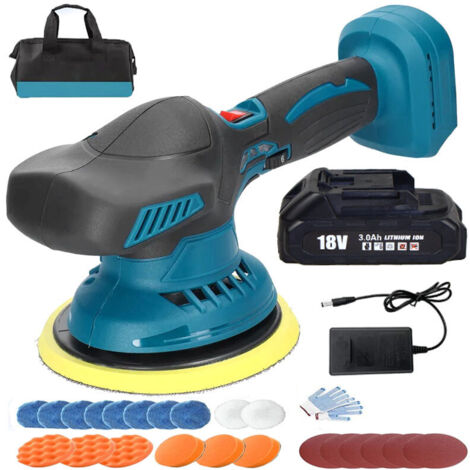 Polishing machine, 6 "cordless electric car polishing pad, used for metal wax wood polishing and cleaning, with 3.0A battery and charger, compatible with Makita batteries (1/5)