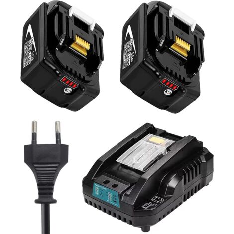 Battery, 2 replacement batteries, mini charger BL1850 18V 5.5Ah, compatible with Makita tools, on-site radio DMR108 DMR110 DMR107 DMR112 DMR104 DMR106 with 18V radio