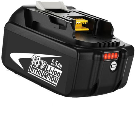Battery, 5.5Ah BL1860B 18V Replacement Makita Battery 18V BL1860B BL1860 BL1850B BL1850 BL1840B BL1840 BL1840 BL1845 194205-3 194309-1 LXT-400, with LED indicator lights