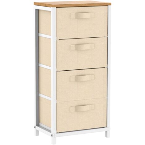 Bedroom furniture sets,4 Drawer Fabric Chest of Drawers Bedroom Storage Cabinet Organizer Unit Bedside tables (45LX30DX93H)cm (1/5)