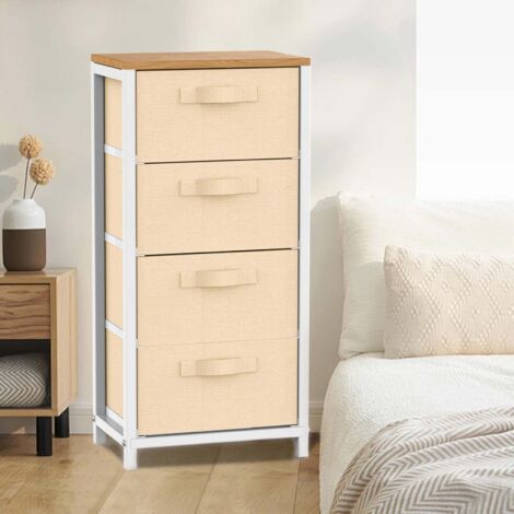 Bedside tables,Chests of drawers Bedroom Furniture 4 Drawers Storage Cabinet Fabric Organizer Unit (45LX30DX93H)cm (1/5)