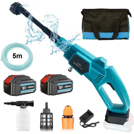 Electric pressure washers Heavy Duty 6 In1 Cordless Brushless Portable Pressure Washers Car Floor Jet Water Wash Cleaner Gun 2x 5.5Ah Battery Charger Carry Bag Compatible with Makita Battery
