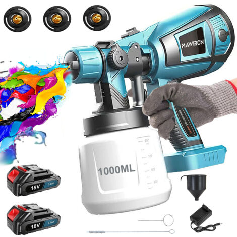 Paint guns,Cordless Paint Sprayer, Fence Paint Sprayer, Paint Sprayers for Fencing and Decking, Handheld Spray Gun, 3 Spray Patterns+2x 3.0A Battery+Charger,Compatible with Makita Battery (1/5)
