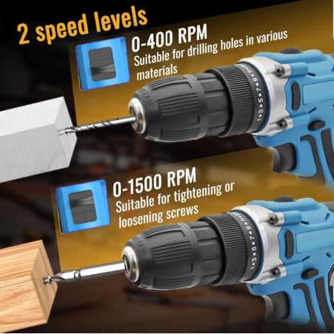 Cordless screwdrivers,12V Cordless Drill Electric Screwdriver Power Driver Combi Drills Kit,25+1, 35N.m Torque,2-Speed,Built in LED,2x 3.0Ah batteries + Charger +Case ，Compatible with Makita batteries