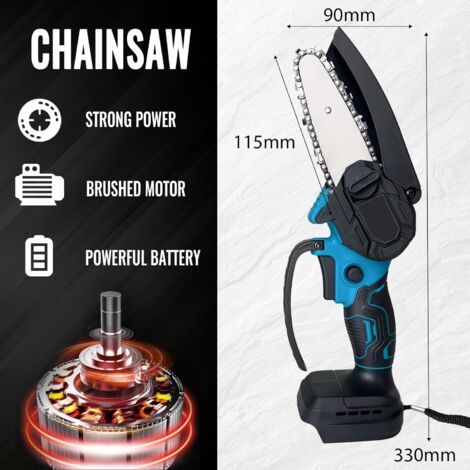 Chainsaw guide bars and chains,2 in 1 Cordless chainsaws with 6 inch & 4 inch Guide Bars & Chains, Portable Handheld Electric chainsaws,2x Battery 5.5Ah+Charger Compatible with Makita Battery