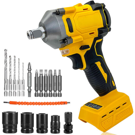 Impact wrench accessories,1/2",700 Nm Cordless Brushless Impact wrench Driver Drills Screwdrivers Gun 0-3250BPM,4x Sockets (7/9/14/17mm),(No Battery),Compatible With Dewalt Battery (1/5)
