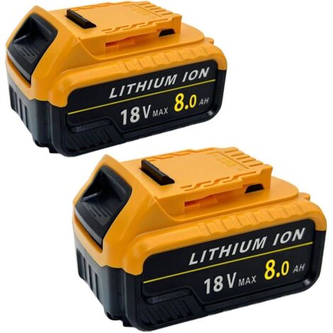 2pcs 8000mAh Battery replacement for Dewalt 18V XR Slide DCB180 DCB181 DCB182 DCB184 DCB200 DCB201 DCB204 with LED indicator,Compatible With Dewalt Tool (1/5)