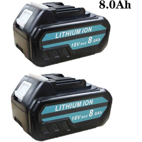 2 Batteries 8000mAh 18V, Replacement Battery For Makita BL1850 18V Li-Ion LXT Lithium-Ion Battery BL1850B BL1830 w/LED,Compatible with Makita 18V Cordless Power Tools & Charger