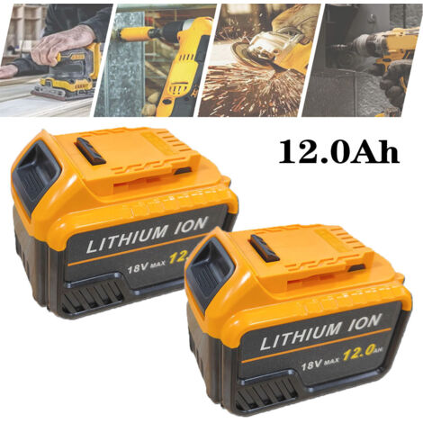 2pcs 12000mAh Battery replacement for Dewalt 18V XR Slide DCB180 DCB181 DCB182 DCB184 DCB200 DCB201 DCB204 with LED indicator,Compatible With Dewalt Tool (1/5)