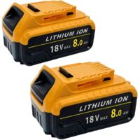 2pcs 8000mAh Battery replacement for Dewalt 18V XR Slide DCB180 DCB181 DCB182 DCB184 DCB200 DCB201 DCB204 with LED indicator,Compatible With Dewalt Tool