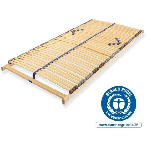 Lattenrost 90x190 cm fertig montiert Blauer Engel-Zertifizierung 42 Latten 7-Zonen Traglast 150 Kg