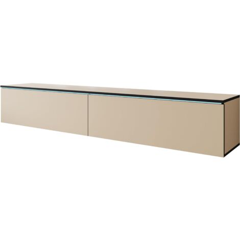 Meuble TV Lowboard 180 cm – Panneau stratifié 15 mm – Finition A.B.S résistante à l'eau – Accès pratique aux appareils