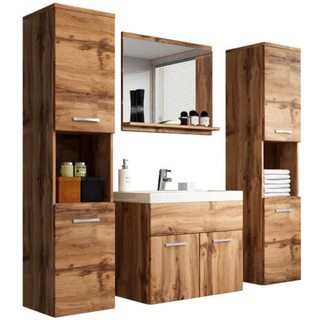 Bratex – Ensemble de meubles de salle de bain MONTREAL XL – Lavabo inclus 47,5 x 60 x 34,6 cm – Panneaux stratifiés 15 mm – Étagère avec miroir 50 x 60 x 11,5 cm