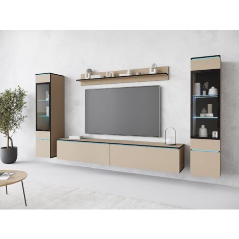 Ensemble de meubles de salon VERA II, ensemble de meubles de salon, éclairage LED inclus, couleur Congo