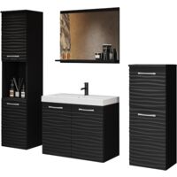 Ensemble de meubles de salle de bain avec lavabo – Stratifié 15mm – Dimensions meuble vasque 47,5x60x30cm – Noir vague