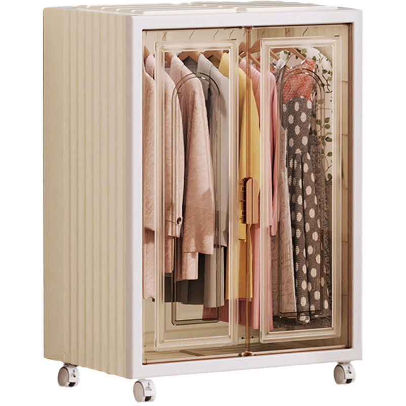 GIANTEX Armoire De Rangement PP à 3 Niveaux, 159L, Meuble De Rangement Roulant, Portes Transparentes & 4 Roulettes Universelles, Commode Pliable Pour Stockage & Présentation, Pour Salon, Chambre