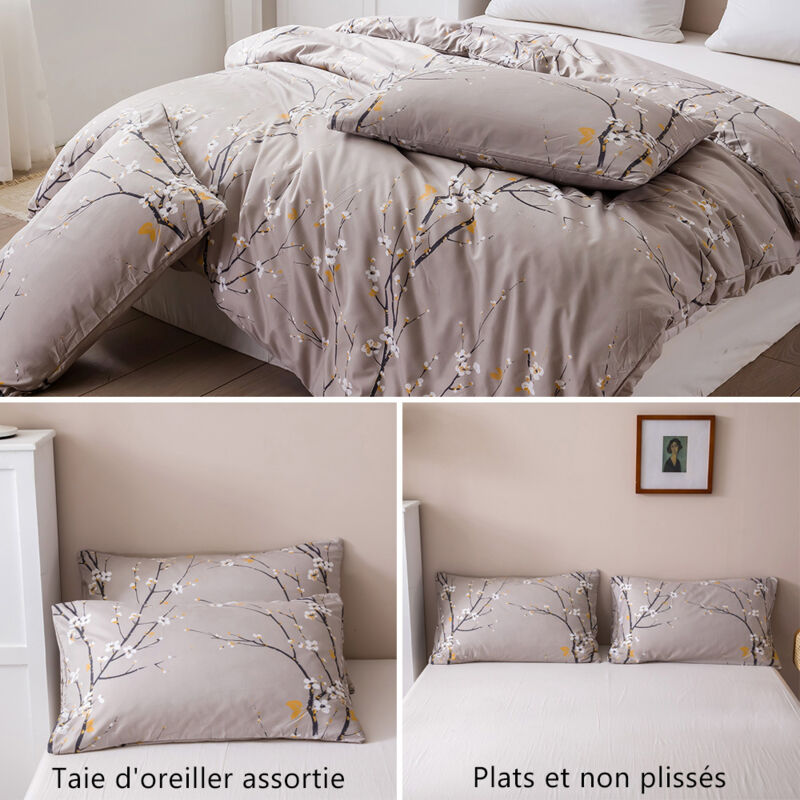 Parure De Couette Jaune Coucher De Soleil – 3 Pièces Microfibre Douce – Housse 220x240cm + 2 Taies – Fermeture éclair, Attaches Coins – Facile D'entretien