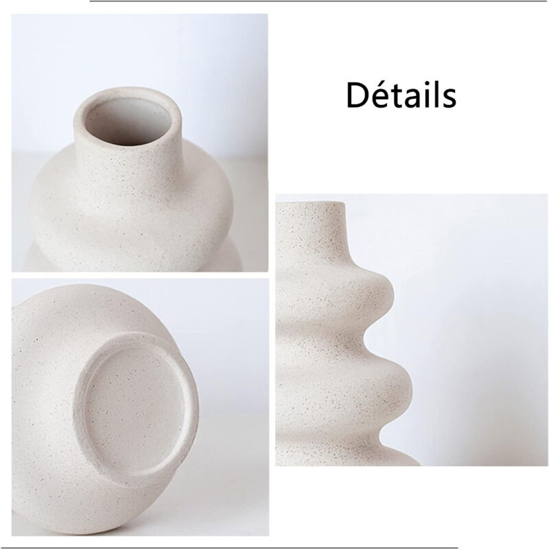 Vase Corail En Céramique Blanc Crème - Décoration Nordique, Pour Fleurs Séchées (herbe De La Pampa), Pièce Centrale De Table - 13