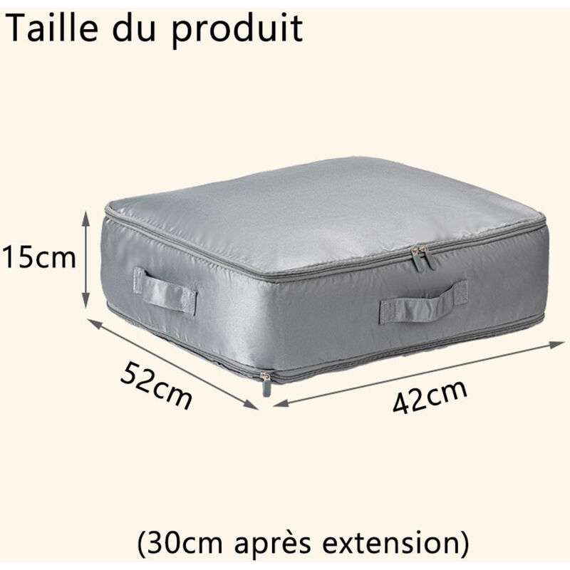 Furforstk Sac Compression Voyage 60 * 54 * 42cm Sac De Compression Voyage Plus Peu Encombrant Sac Rangement Couette, Housse De Rangement Pour Couettes Vêtements Couvertures (Gris