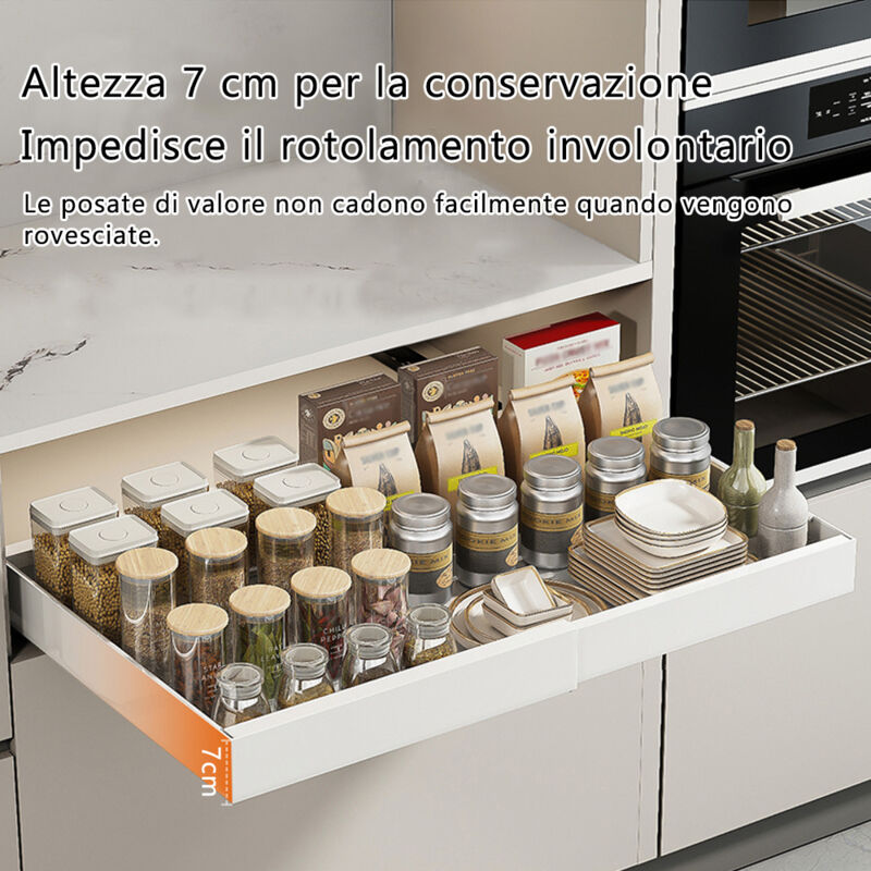 Tiroir Télescopique Pour Armoire De Cuisine - 42x32-52x7.5 Cm, Blanc, Sans Perçage
