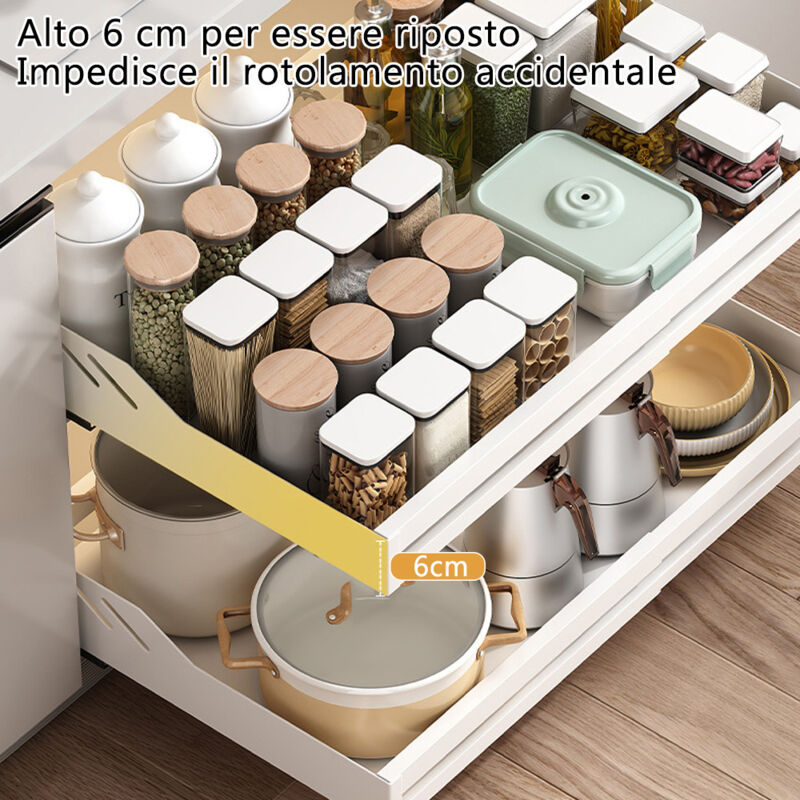 Tiroir Coulissant Adhésif Pour Armoire - Extensible 32-52cm - Sans Perçage - Blanc