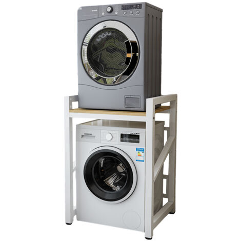 ÉTagèRe De Rangement pour Laveuse Et SéCheuse, unité de rangement pour machine à laver, kit d'empilage pour laveuse et sécheuse, étagère de rangement Hauteur RéGlable - Blanc