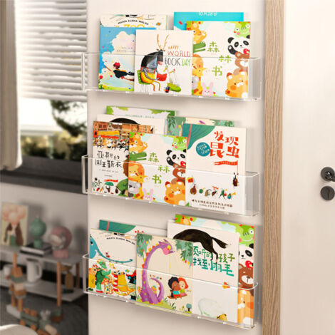 Étagère Flottante Acrylique, Étagère Rangement Murale, Petite Étagère Flottante en Acrylique Etagere Murale Étagère de Douche Tablette Transparent Livres Étagère - 3 Pièces (1/5)