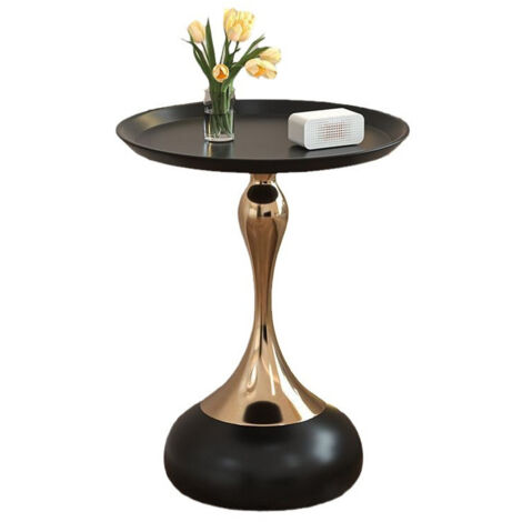 Sinbinta – Table d’appoint ronde en métal noir 40 x 55 cm – Base ronde stable – Design moderne pour salon, chambre ou jardin