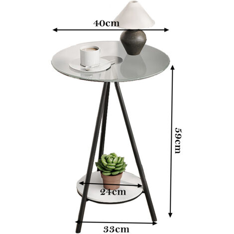 Table d'Appoint Design en Verre Noir et Pied Doré