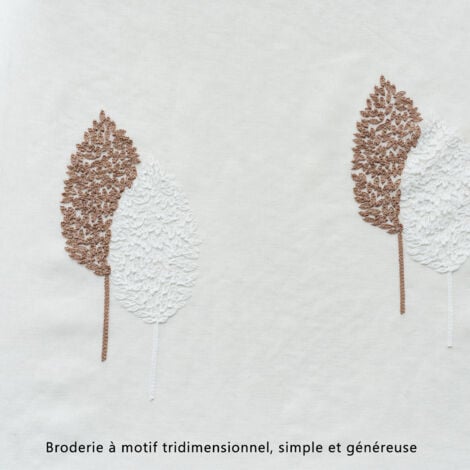 Rideau Voilage avec Beau Feuille Motif, Voilage Fenetre Design Moderne pour Chambre Lot de 2, Rideau Transparent Salon à Oeillets, Voile Rideaux Voilage Broderie – brun 140x260cm