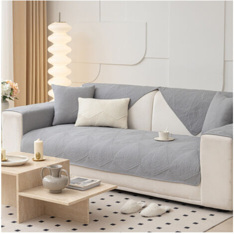 Sinbinta – Housse de canapé d'angle 3 places en coton gris – Protection contre taches et animaux – Dimensions 45x45cm – Facile à nettoyer