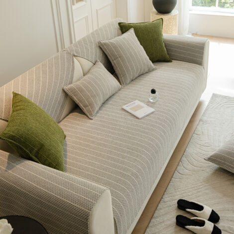 Housse de canapé imperméable - Housses de Coussin de canapé en Chenille, Housse de canapé antidérapante en Forme de L, Housses de canapé 1 2 3 4 Places pour canapé sectionnel - Gris argenté 90x90