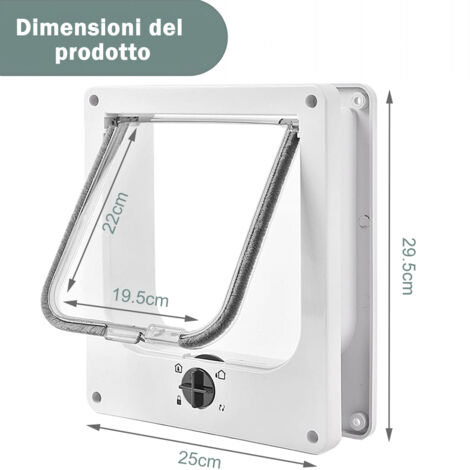 Chatière pour Chat, Chatière Imperméabiliser avec verrou Rotatif à 4 Voies pour Chat, Petit Chien, Facile à Installer et à Utiliser, Version améliorée - Blanc XL