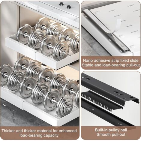 Organiseur De Cuisine Extensible 30 à 52 Cm - Tiroir Coulissant Sans Perçage, Pour Placard, Salle De Bain, Rangement Facile