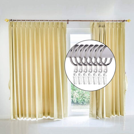 Dzmuero Anneaux Rideaux, 50 pièces Accroche Rideau en Métal avec Crochets et Anneau Silencieux, Diamètre Intérieur 27 mm, Crochet Rideau pour la Plupart des Tringles à Rideaux (Or