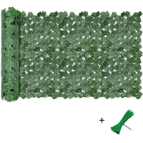 Sinbinta – Clôture artificielle en lierre 300x100cm – Écran de confidentialité durable – Feuilles d'érable foncé – Facile à entretenir (1/5)