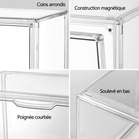 Vitrine Acrylique Empilable 3 Niveaux Avec Porte Magnétique – 36x13x27 Cm – Protection Antipoussière Pour Figurines Et Collections