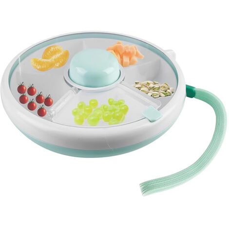 Spinner à collation avec dragonne, bol à collation avec couvercle et compartiments, assiette à collation, melon, bonbons, organisateur de graines portable - vert menthe (1/5)