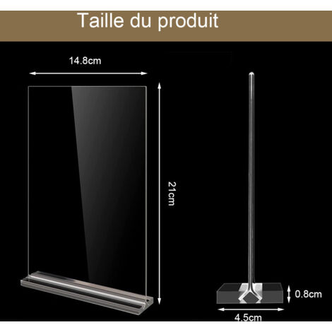 Lot De 3 Supports De Menu Paysage A5 En Acrylique - Base En Bois Naturel - Affichage Élégant Pour Tables
