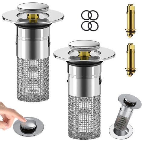 2 pièces Bouchon Lavabo Salle de Bain Filtre de Drainage Lavabo 2 en 1 Filtre Lavabo Pop up Convient pour Les éviers, Les canalisations de lavabo de Salle de Bain (1/5)